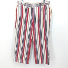 Vintage Tommy Hilfiger Capri Pants Womens 12 Red White Blue Striped Cotton NWT