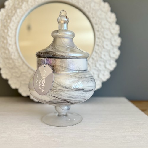 Footed glass jar - footed,