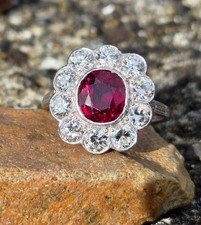 FABULOUS OLD CUT RUBY & DIAMOND CLUSTER RING  from Fine Antique Diamonds