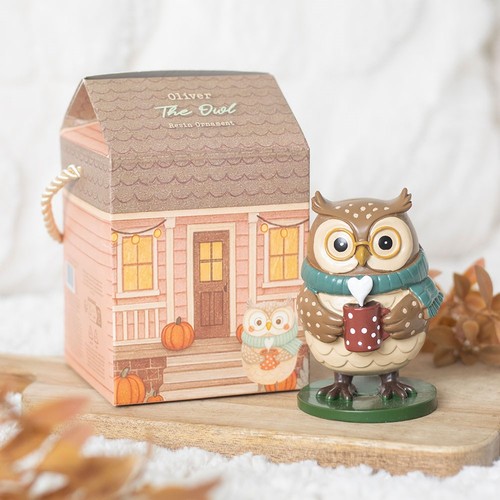 Oliver owl ornament resin - oliver, 9cm
