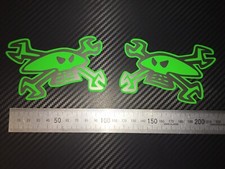 (X2) Guy Martin Skull Logo Stickers Decals Car Bike Helmet Gunmetal Grey & Green