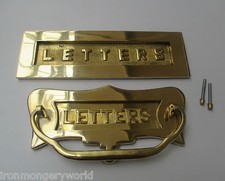 Sprung solid brass Vintage period home letter box postal plate cover Victorian 