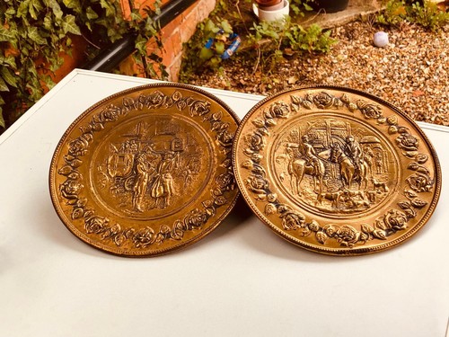 Pair vintage embossed brass - vintage,