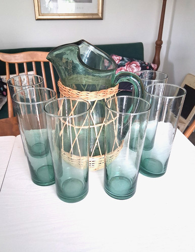 Green glass lemonade jug - , with