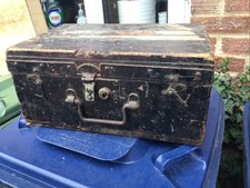 Old Heavy Duty Wooden Tool Box-black