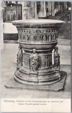 Artistic Vintage Postcard Baptismal Font Nürnberg Germany Church