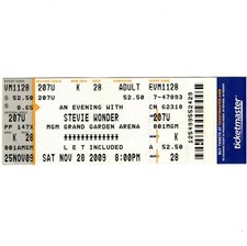 STEVIE WONDER Full Concert Ticket Stub LAS VEGAS 11/28/09 MGM GRAND GARDEN ARENA