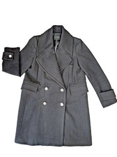 TARA JARMON Black Wool & Cashmere Blend Relaxed Fit Duster Coat UK12 B42"
