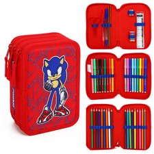 Sonic 3 Tier Pencil Case Multi