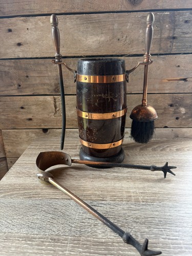 Vintage wood barrel fireplace - vintage,
