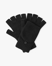 BRORA NWT Pure cashmere flap black fingerless gloves/mittens. Current-RRP £119
