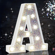 LED Marquee Letter Lights, Light up Silver Letters for Bedroom Glitter Gifts for