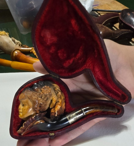 Antique meerschaum amber pipe - antique,