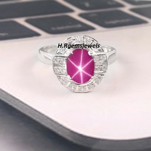 Star ruby ring lab - star, created