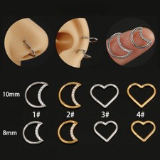 Crystal Nose Ring Heart Moon