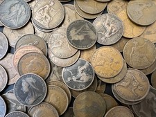 100 OLD ONE PENNY COINS FROM