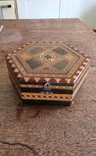 Vintage Inlaid Hexagon Wooden