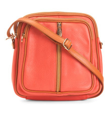 VALENTINA Genuine Leather Crossbody Handbag Purse Made In Italy Coral MSRP $169