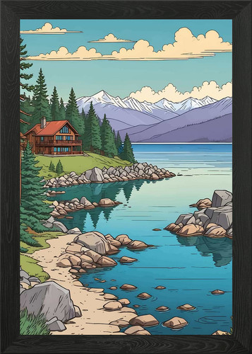 Lakeside cabin landscape - lakeside,