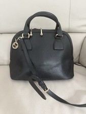 Authentic Gucci Interlocking GG Dome Leather Crossbody Bag- Black Gold