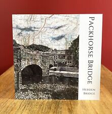 The Packhorse Bridge Hebden Bridge Greeting Card.Drawing Over Map.Blank Inside