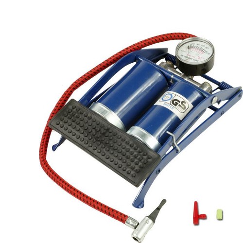 Double barrel foot pump - foot, car