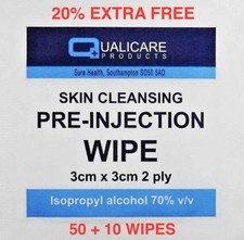 60 Alcohol Wipes. Sterile Antiseptic Skin Pads. Pre Injection Disinfectant Swabs