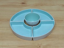 Vintage 1960s Poole Pottery Hors D'oeuvres 5 Piece Chip & Dip Dish Set