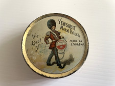 Original Antique 1896-1910 Yewsabit Metal Polish Tin Army Use Boer War Drummer