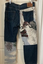 Unique upcycled Womens ladies LEVIS 511 waist 34 leg 30 straight stunning 