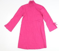 Zara Women’s Pink Knit Jumper Dress Size S Roll Neck Long Sleeve