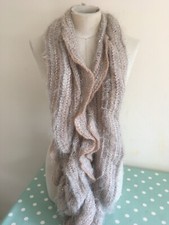 Infinity Loop Scarf Neutral Beige Fluffy Ruffled Sequin Stole BNWT Accessorize