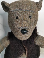 Unique Bespoke Army Barmy Large Bear In Fur Gilet Teddy