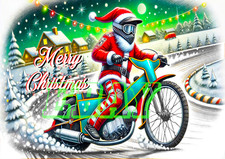 Speedway Santa Merry Christmas Card with envelope