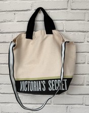 Victoria Secret Canvas Tote Shopper Bag Cream & Black