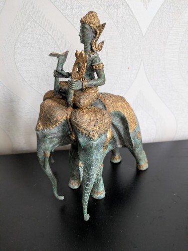 Bronze sculpture indra riding - bronze,