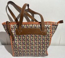 Fossil Handbag Large Tote Shopper Orange Multicoloured Geometric Diamond Pattern