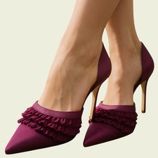 Hobbs magenta satin bow shoes