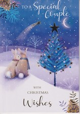 SPECIAL COUPLE CHRISTMAS GREETING CARD 8.5"X5.5" RABBITS