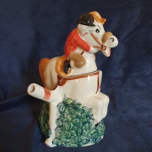 Horse rider jumping ceramic - horse,
