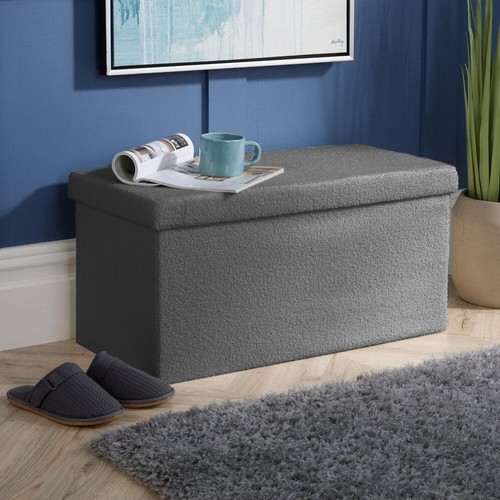 Folding ottoman grey boucle - folding,