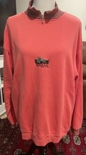 Vintage Ton Sur Ton Coral Salmon Pink 1/8 Zip Sweatshirt L/XL Embroidered Maille