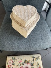 Pair Heart Shaped Wicker