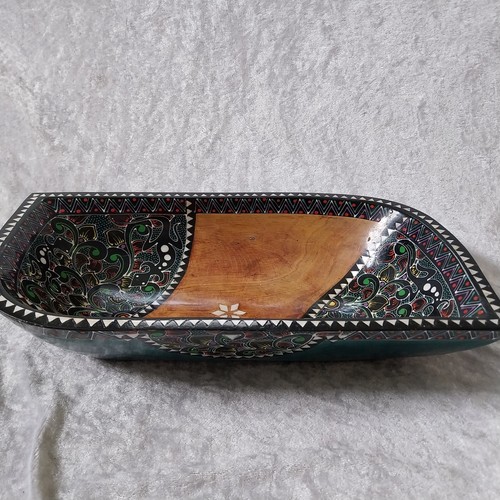 Vtg wooden hand - hand-painted, bowl
