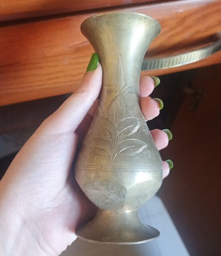 Vintage brass hand etched - hand,