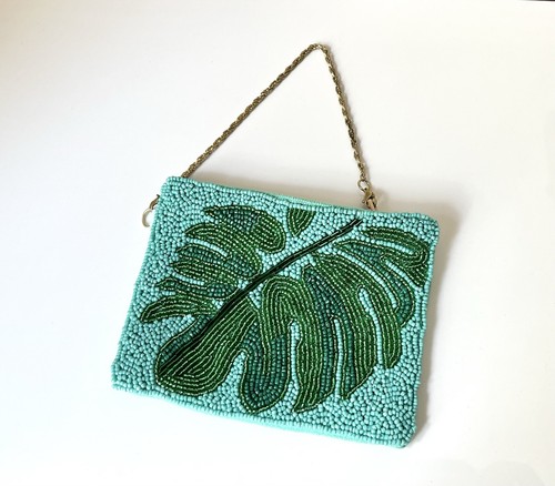 Seed beaded monstera leaf - seed,