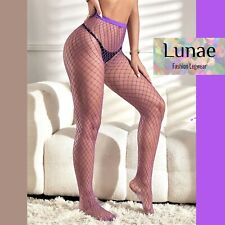 fishnet tights medium-net LUNAE lilac light purple pastel UK rave 8/10/12/14