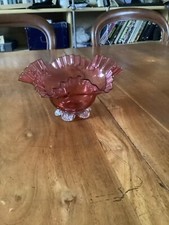 Antique/Victorian Cranberry Glass Bowl with Fluted  rim. (Ref cg 002).