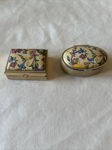 Pair vintage floral enamel - pair,