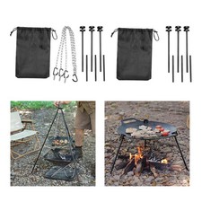 Cooker Grill Tripod Stand Baking Pan Tripod for Camping Outdoor Activities